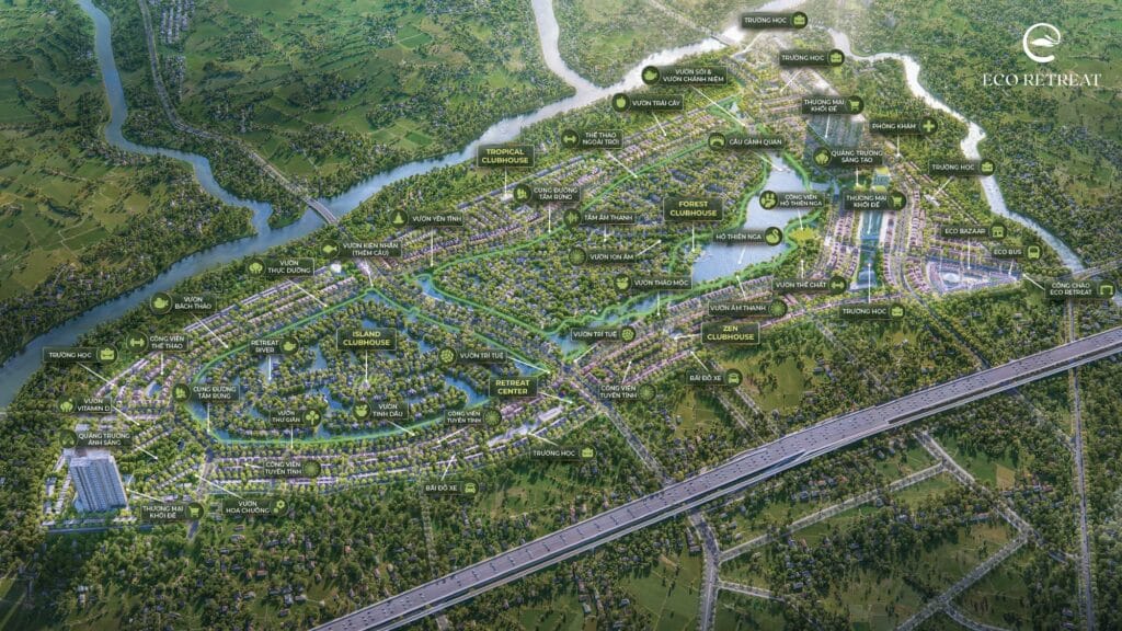 Tiện tích tại Eco Retreat Long An  với Retreat Circle 50ha được quy hoạch thành 1 rừng retreat thực thụ